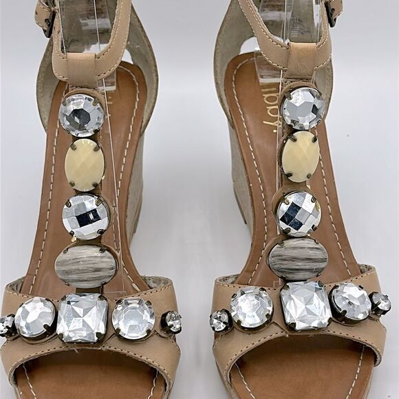 Libby Edelman Wedge Sandal Size 7.5 7.5M Jeweled - Picture 4 of 12